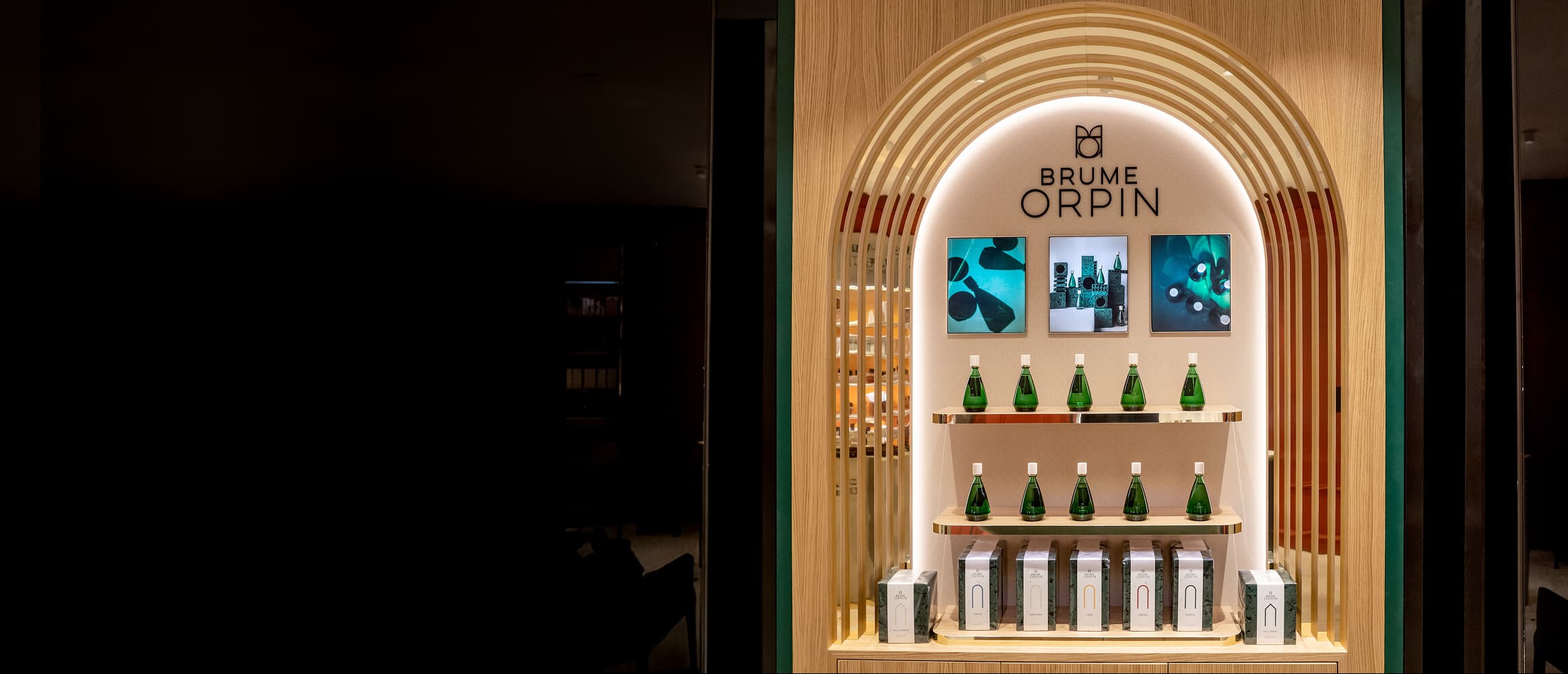 La présentation des parfums Brume Orpin dans la Scent Room du Printemps Haussmann Paris